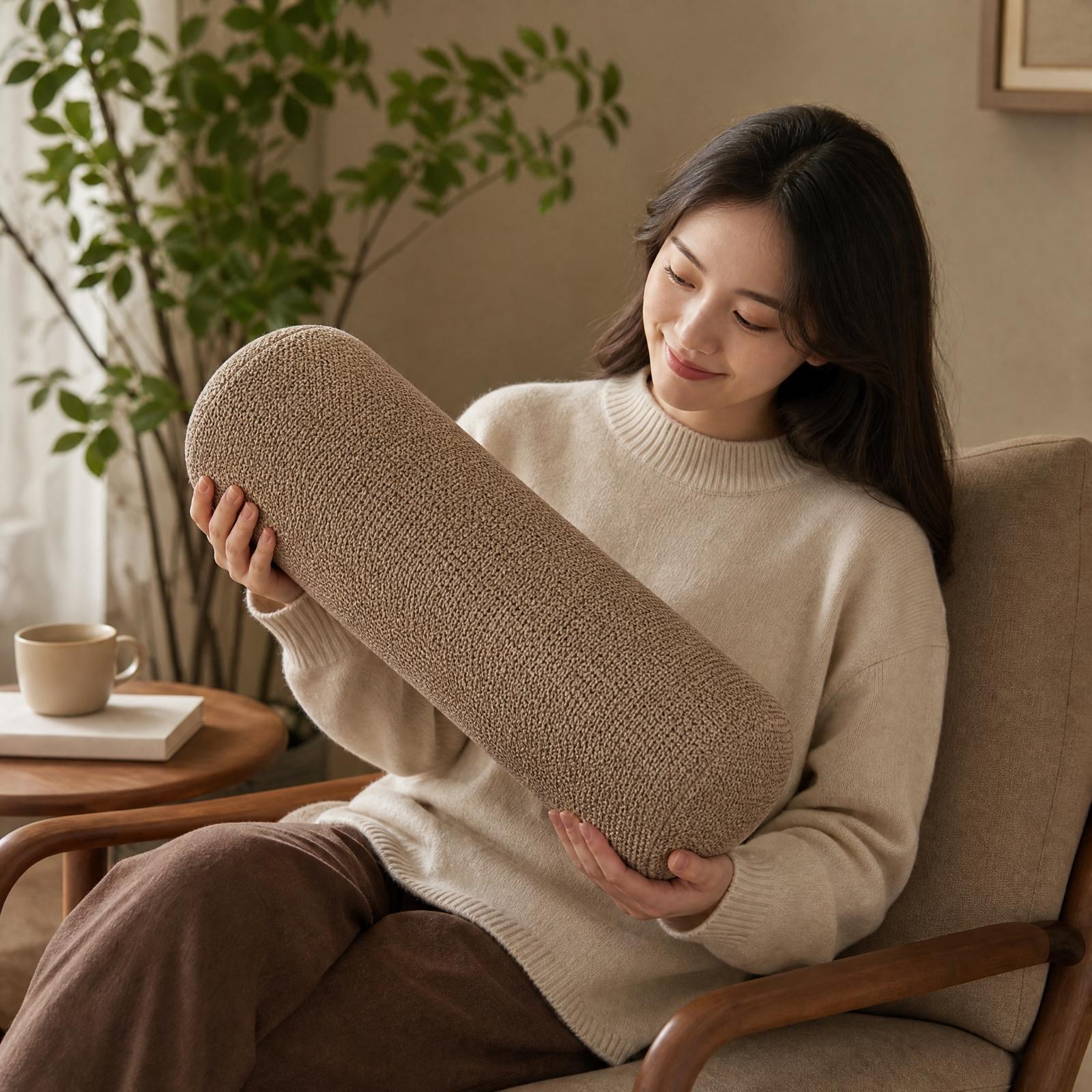 Bolster Cushion Round - Cylinder Memory Foam Pillow Bolster Cushion