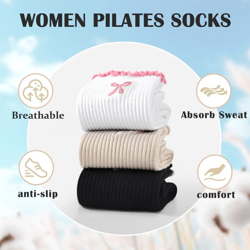 Pilates & Yoga With Katja Youtube - Professional Yoga Socks, Cotton Strap Silicone