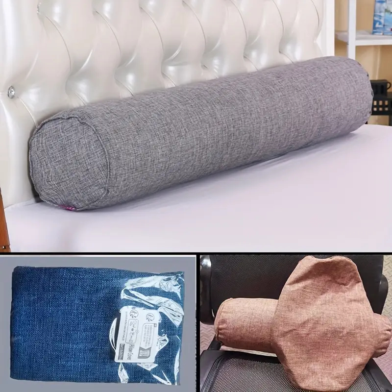 1pc Linen Body Pillow Cover, L - огляд і ціна Bolster Cushion Round