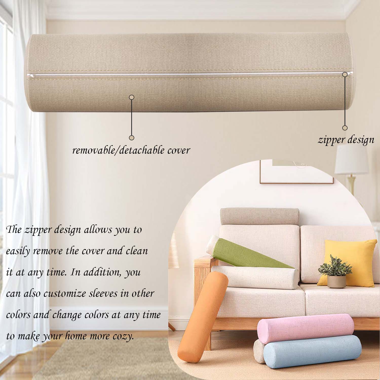 Long Round Pillow Corduroy Cyl - огляд і ціна Bolster Cushion Round