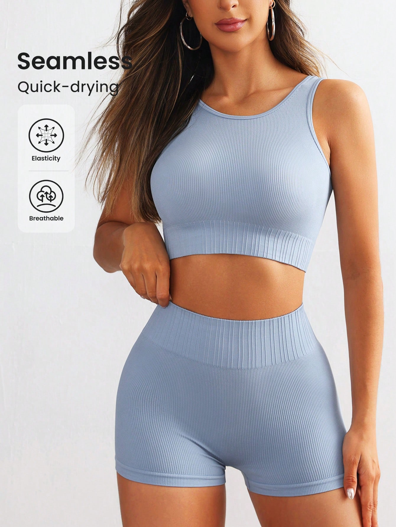 Women Seamless Ribbed Yoga Set - огляд і ціна Pilates Yoga Set
