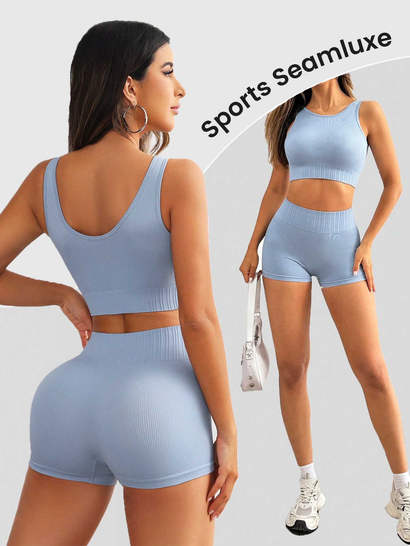 Women Seamless Ribbed Yoga Set - огляд і ціна Pilates Yoga Set